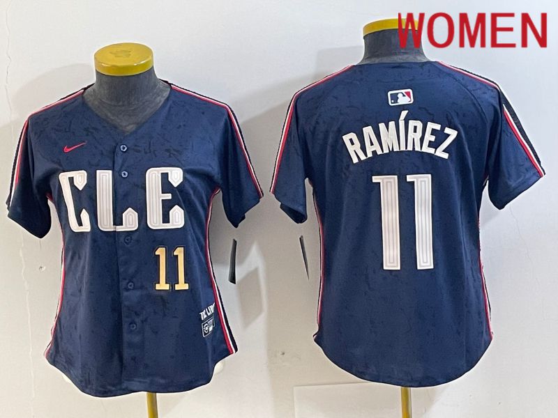 Women Cleveland Indians 11 Ramirez Blue City Edition Nike 2024 MLB Jersey style 9
